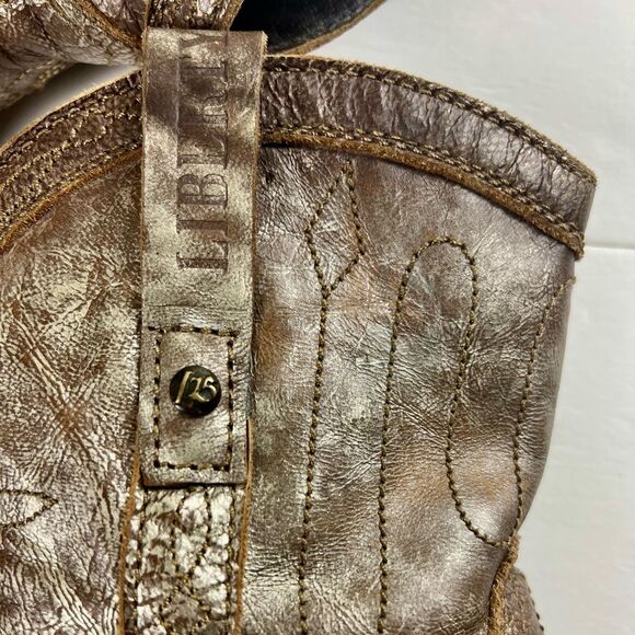 Liberty Black Studded Brown Leather Ankle Boots - Picture 9 of 12